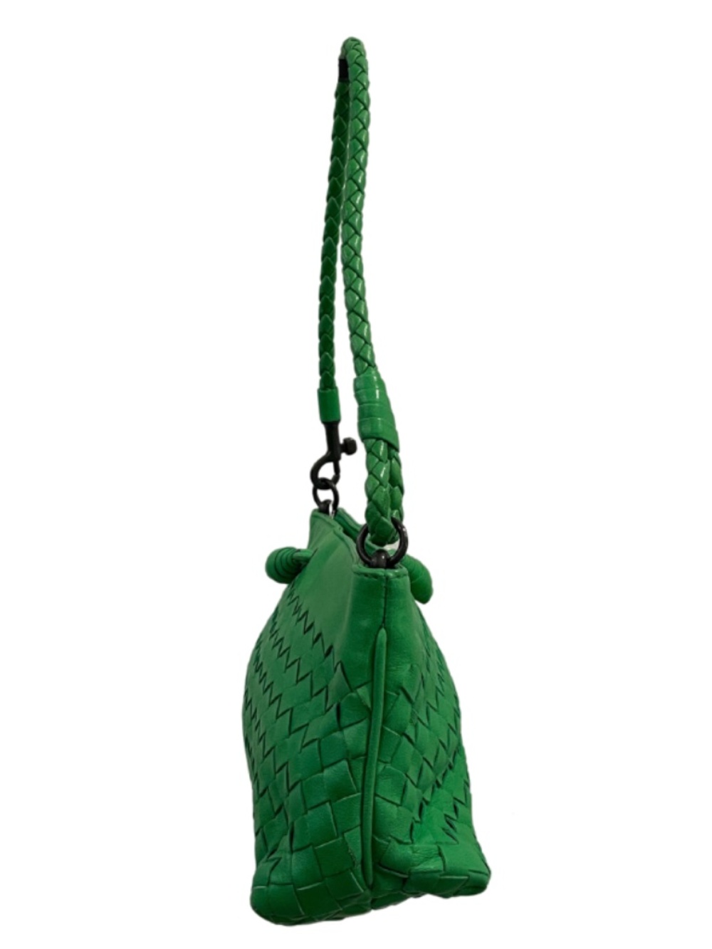 Vintage Bottega Veneta Intrecciato Green Leather Shoulder Bag - Picture 5 of 6